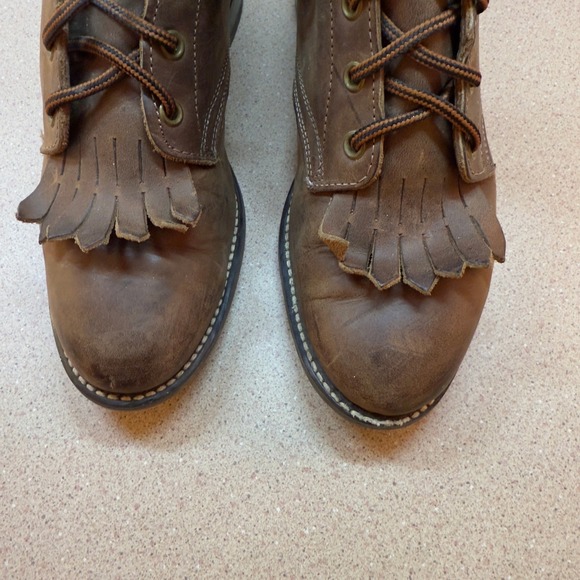 Vtg Laredo Womens Roper Leather Lace Up Western Boots with Kilties Size 7 M - Picture 7 of 10